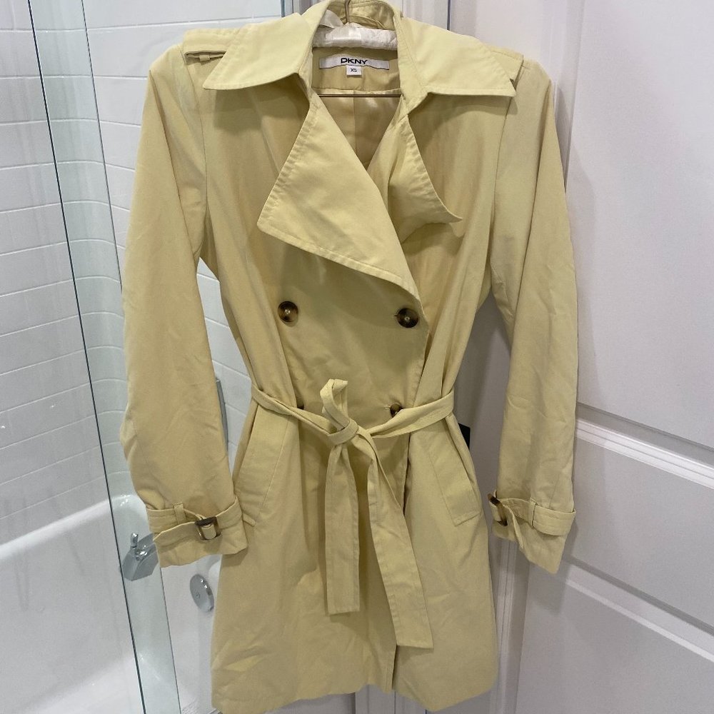 DKNY Short Yellow Trench Coat
